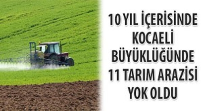 Kocaeli büyüklüğünde 11 tarım arazisi yok oldu