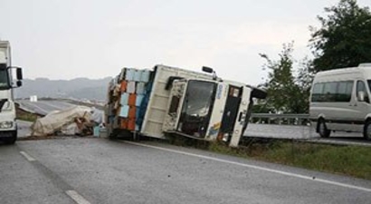 Arı Kovanı Taşıyan Tır Yoldan Çıktı, Yüzlerce Kovan Arı Telef Oldu