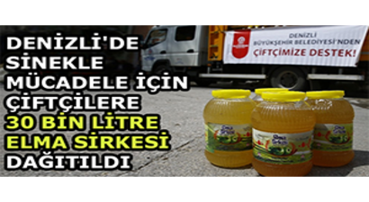 Denizli`de Sinekle Mücadele İçin Çiftçilere 30 Bin Litre Elma Sirkesi Dağıtıldı