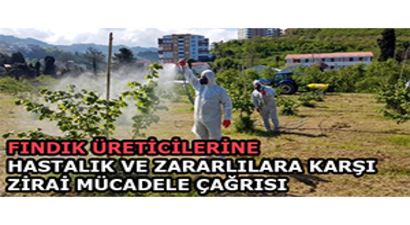 Fındık Üreticilerine Hastalık ve Zararlılara Karşı Zirai Mücadele Çağrısı