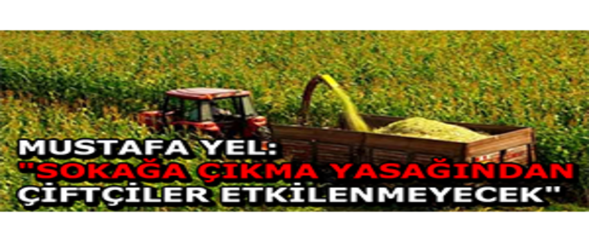 Mustafa Yel: `Sokağa Çıkma Yasağından Çiftçiler Etkilenmeyecek`